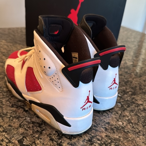 Air Jordan retro 6 Carmine Red and White Sneakers EUC 10.5 - Picture 16 of 17